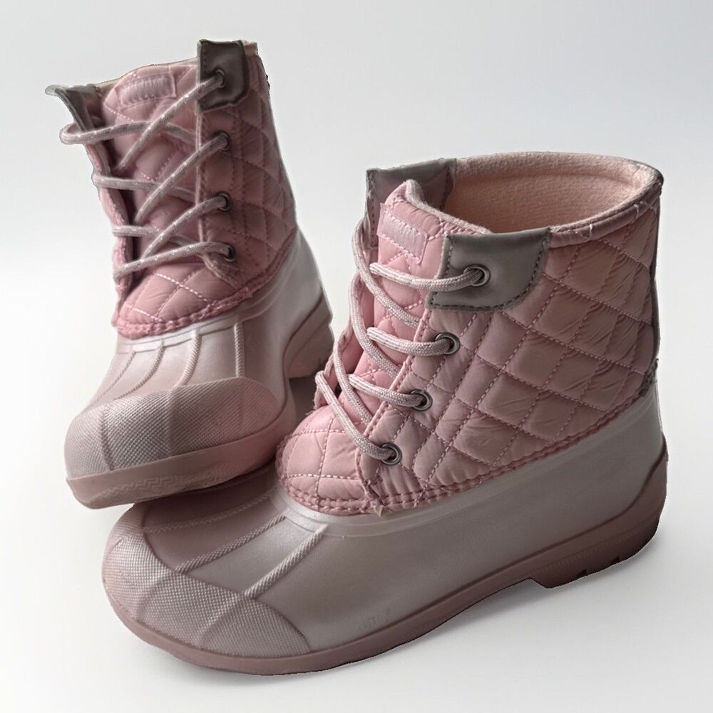 Sperry Kids Port Quilted Duck Boots Blush Pink Girls Youth Size 3M